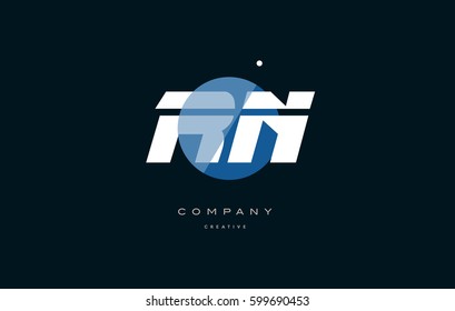 rn r n  blue circle dot big font alphabet company letter logo white design vector icon template 