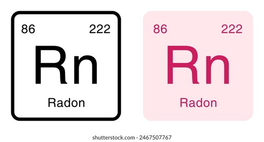 Rn Radon Periodic Table Elements Chemistry Icon Sign Symbol Vector EPS PNG Transparent No Background Clip Art Vector EPS PNG