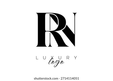 Logotipo de la tipografía del monograma de la letra de RN Serif para la identidad elegante de la marca de Premium