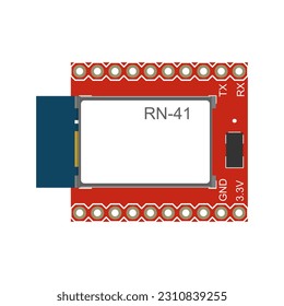 RN41 Class 1 Bluetooth Module Vector Illustration: Showcasing the Design and Features of the RN41 Class 1 Bluetooth Module, Presented in a Captivating Visual Design