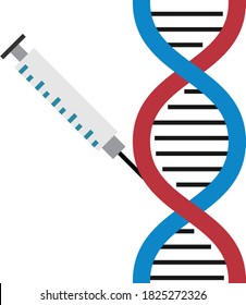 tiras rna con microinyección de diseño de iconos vectoriales, ADN y tecnología genética Concepto, ingeniería biológica y símbolo de biotecnología sobre fondo blanco