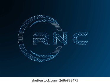 RNC Low-Poly-Buchstaben-Logo, Vektordesign. RNC Logodesign mit niedrigem Poly. Low-Poly-Logo