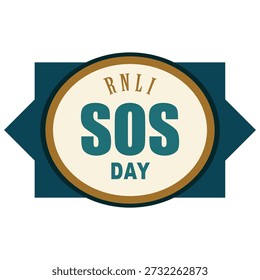 RNLI SOS Day sticker, vector illustration