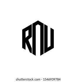 RNU Letter Logo Design polygon Monogram Icon Vector Template
