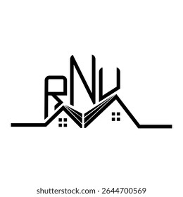 RNU Design de logotipo Real State, RNU logotipo simples e moderno. RNU design de alfabeto luxuoso  