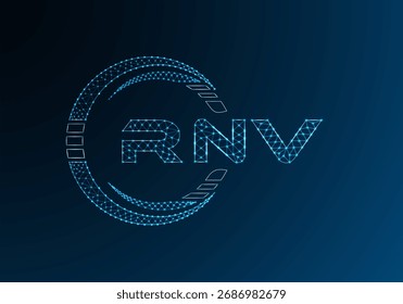 RNV low poly letter logo vector design. RNV lower poly logo design. Low poly logo.
