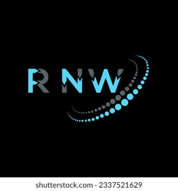 Diseño creativo del logo de la carta RNW. Diseño único de RNW.
