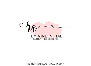 RO beauty monogram and elegant logo design handwriting logo of initial signature, wedding, fashion, floral and botanical with creative template.