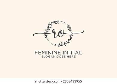 RO beauty monogram and elegant logo design handwriting logo of initial signature, wedding, fashion, floral and botanical with creative template.