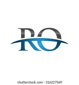 RO initial company blue swoosh logo