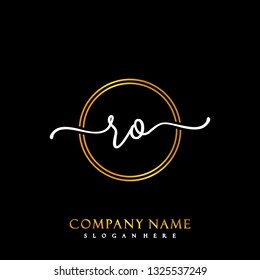 RO Initial Handwriting logo template vector