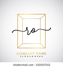 RO Initial Handwriting logo template vector