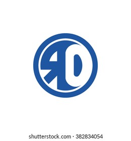 RO initial letters circle business logo blue