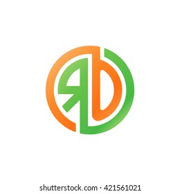 RO initial letters looping linked circle logo orange green