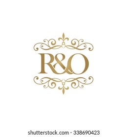 R&O Initial logo. Ornament ampersand monogram golden logo