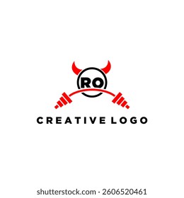 RO initial monogram for fitnes or gym logo with devil style design