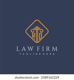 RO initial monogram logo for lawfirm with pillar in creative square design