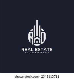 Logotipo de monograma inicial de RO para bienes raíces con vector de diseño de círculo creativo