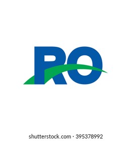 RO initial overlapping swoosh letter logo blue green