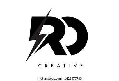 RO Letter Logo Design With Lighting Thunder Bolt. Electric Bolt Letter Logo Vector Illustration.
