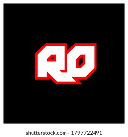 RO Logo-Design, RO-Buchstaben-Design mit Sci-Fi-Stil. RO Logo für Spiel, Support, Technologie, Digital, Community oder Business. R O Sport moderne Schrift des italienischen Alphabets. Typografie urbane Schriftarten.