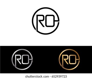 Ro Logo. Letter Design Vector with Red and Black Gold Silver Colors
