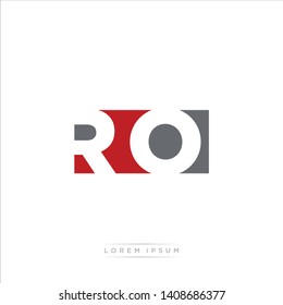 RO Logo Letter with Modern Negative space - Dark Red and Grey Color EPS 10