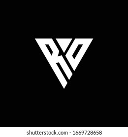 RO Logo letter monogram with triangle shape design template isolated on black background
