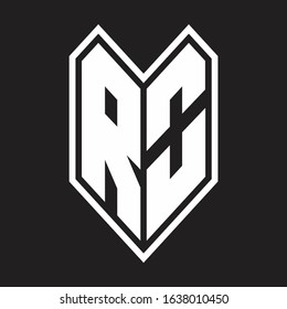 RO Logo monogram with emblem line style isolated on black background