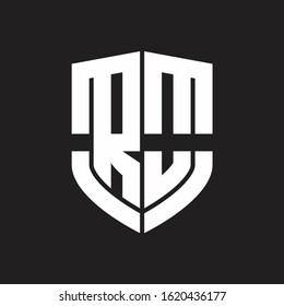 RO Logo monogram with emblem shield shape design isolated on black background