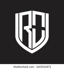 Monograma del logotipo RO con diseño de escudo de emblemas aislado en fondo negro