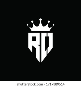 RO-Logo-Monogramm-Emblem-Stil mit Kronform-Design-Vorlage