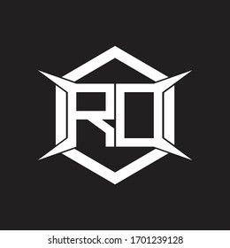 Monograma de logotipo RO con modelo hexagonal y de diseño de cuatro ejes