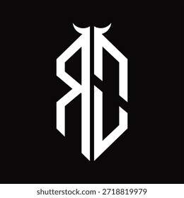 RO Logo monogram with horn shape isolated black and white design template on black background