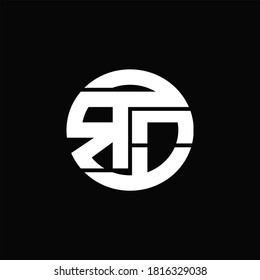 Monograma de logotipo RO con plantilla de diseño de banda de línea redondeada sobre fondo negro