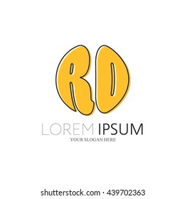 RO Logo. Vector Graphic Sphere Branding Letter Element. White Background