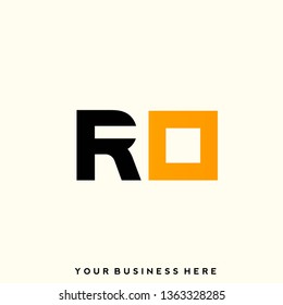 RO monogram. Geometric typographic logo with uppercase letter r and letter o. Lettering icon in bold, modern, construction style isolated on light background. Initials sign.