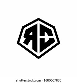 RO monogram logo with hexagon shape and line rounded style design template isolated on white background
