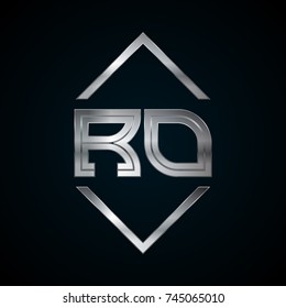 RO Monogram, Metal Logo, Silver Logo