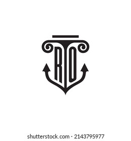 RO pillar and anchor combination concept logo in high quality design