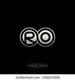 RO R O initial letter linked circle capital monogram logo modern template silver color edition