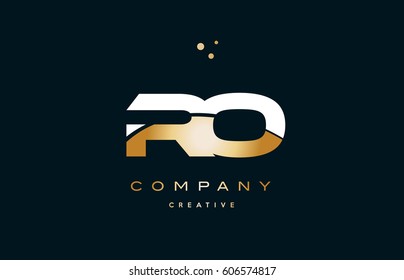 ro r o  white yellow gold golden metal metallic luxury alphabet company letter logo design vector icon template