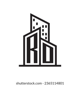 RO real estate logo with building style , real estate Logo Stock Vector