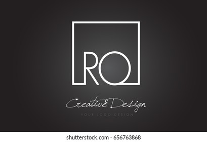 RO Square Framed Letter Logo Design Vector with Black and White Colors.