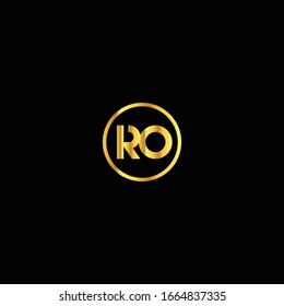 RO unique letter vector logo design with gold color.