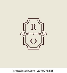 Logotipo inicial de bodas históricas en un diseño profesional de alta calidad que se imprimirá en cualquier medio impreso