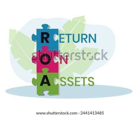 ROA - return on assets business concept background. vector illustration concept with keywords and icons. lettering illustration with icons for web banner, flyer, landing page