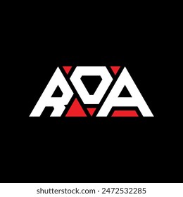 ROA triangle letter logo design with triangle shape. ROA triangle logo design monogram. ROA triangle vector logo template with red color. ROA triangular logo Simple, Elegant, and Luxurious design.