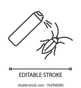 Roaches bait linear icon. Cockroach repellent spray. Thin line illustration. Pest control. Contour symbol. Vector isolated outline drawing. Editable stroke