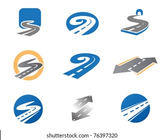 Road. Abstract element set of logo templates